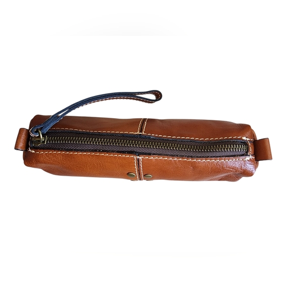 PATRICIA NASH brown leather wristlet/clutch/pouch - Picture 2 of 7